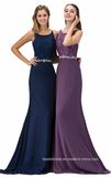 Beading Party Prom Dresses Navy Purple Lace Evening Dress G12163