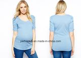 Pretty Ruffles Sleeve Ladies Maternity Cotton T-Shirt