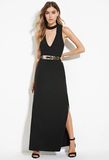 Ladies Woven Sleeveless Side-Slit Maxi Party Dress