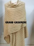 Luxury 100% Cashmere Chunky Rib Poncho Shawl