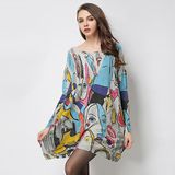 Girl's Printing Knitted Dress Sweater, Fashion Long Sleeves Pullover Wholesale