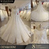 2018 New Collection Luxury Long Sleeve Wedding Dress Bridal Gown with Hand Made Cherry 3D Flowers and Crystals