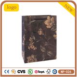 Black and Deep Blue Flowers Clothing Shopping Gift Kraft Paper Bag