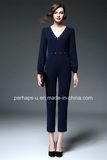 New Style Navy Blue Womens Slim Jumpsuit with Rivet Design