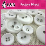 White Resin Button with Metal Eyelet