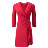 Red Ladies' Red Dress with Zipper Decorated