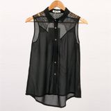 New Fashion Women's Chiffon Lace Sleeveless Tank Top Lady