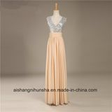 Women Chiffon Sequin V-Neck Sexy Backless Evening Party Prom Dress