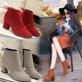 Fashion Winter Boots Direct Female Pointed Heels Boots Large Size 34-45 Coarse Scrub Martin Boots Wholesale