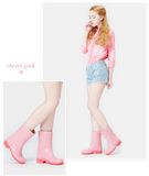 MID-Calf PVC Rain Boots Women Jelly Colors Slip-on Rainboots Waterproof Water Shoes Woman Wellies Flat Heels