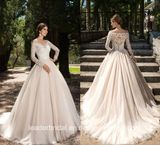 Lace Bridal Gown Long Sleeves V-Neck Wedding Dress 2017 M3207