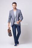100% Cotton Men's Crew Neck Long Sleeve Pullover High Quality