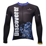 Blue Leopard Long Sleeve Breathable Cycling Jersey for Man