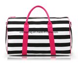 Stripe Canvas Ladies Shoulder Duffel Bags Sports Gift Bags