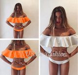 Women Swimsuit Lady Padded Boho Top Strapless Flouncing Dolly Set Bikini