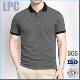 Grey Short Sleeves Business Pique Men Polo