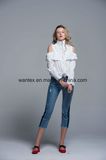 Ladies Blouse Naked Shoulder 100% Cotton Fashion Shirt Fashion Top Spring Autumn