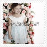 Blue Bubble Party Casual Dress for Young Children Girl