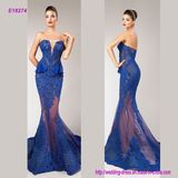 Transprent Deep V-Neck Strapless Mermaid Evening Dress