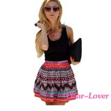 Black Tank Top Tribal Print Skirt Flared Dress