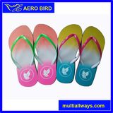 Fashion Slipper Sandal with Double Color Straps for Girl