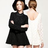 New Style A-Line Long Sleeves Cotton Lace Dress