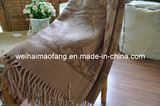 Woven Woolen Fringed Wool Travel Throw (NMQ-WT043)