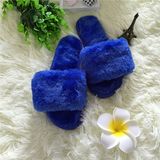 Ladies Real Rex Rabbit Fur Open Toe Scuff Slippers