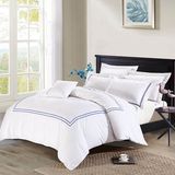 Deep Sleep Home Duvet Cover Set Navy Blue Embroidered Lines