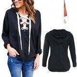 Fashion Women Leisure Casual Bandage Hoody T-Shirt Clothes Blouse