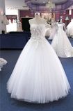 Strapless Leave Beading Floor Lenght Wedding Dress (Q90258)