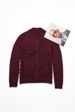 Acrylic Wool Nylon Long Sleeve Knitting Men Cardigan Sweater with Zipper