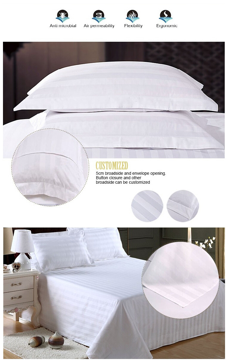 100% Cotton 3cm Stripe Hotel Bedding Set Bed Linen Wholesale Sheet Sets