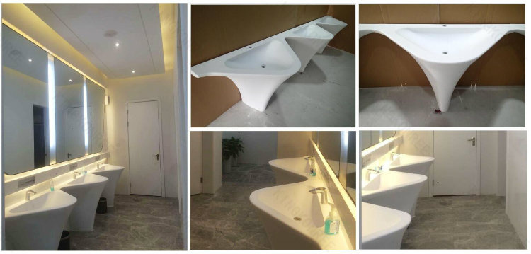 Round Solid Surface Stone Pedestal Wash Basin (B170908)