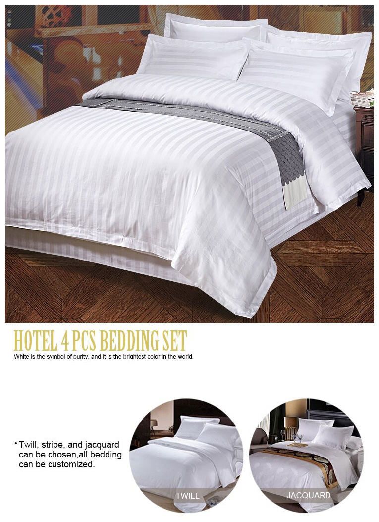100% Cotton 3cm Stripe Hotel Bedding Set Bed Linen Wholesale Sheet Sets