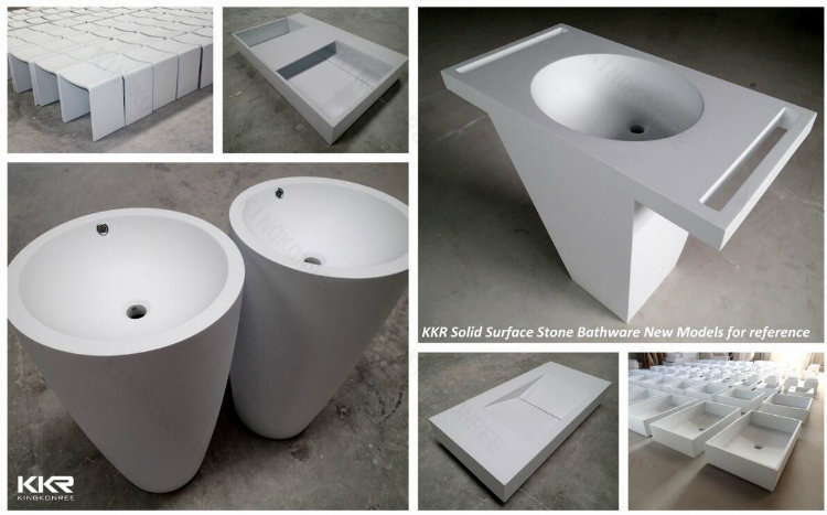 Round Solid Surface Stone Pedestal Wash Basin (B170908)