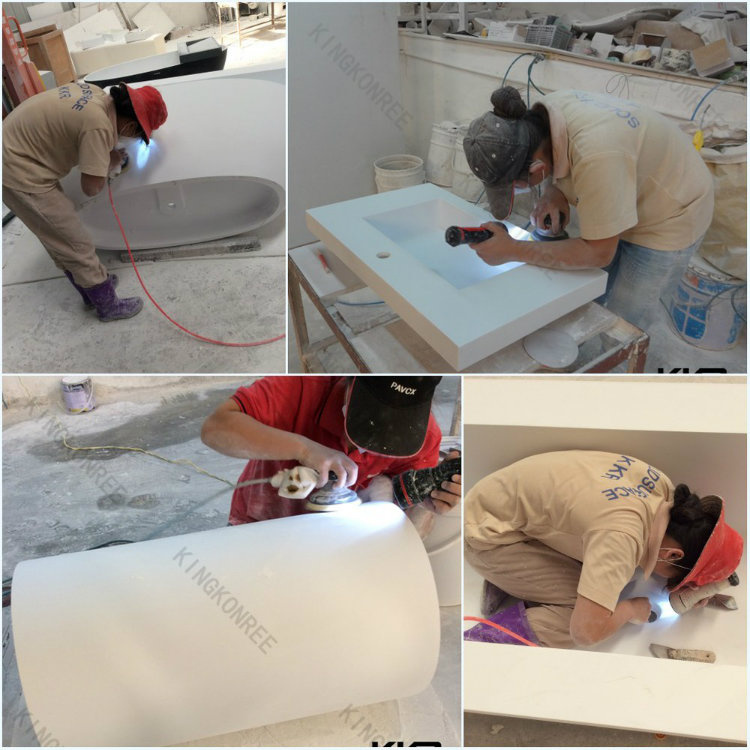 Round Solid Surface Stone Pedestal Wash Basin (B170908)