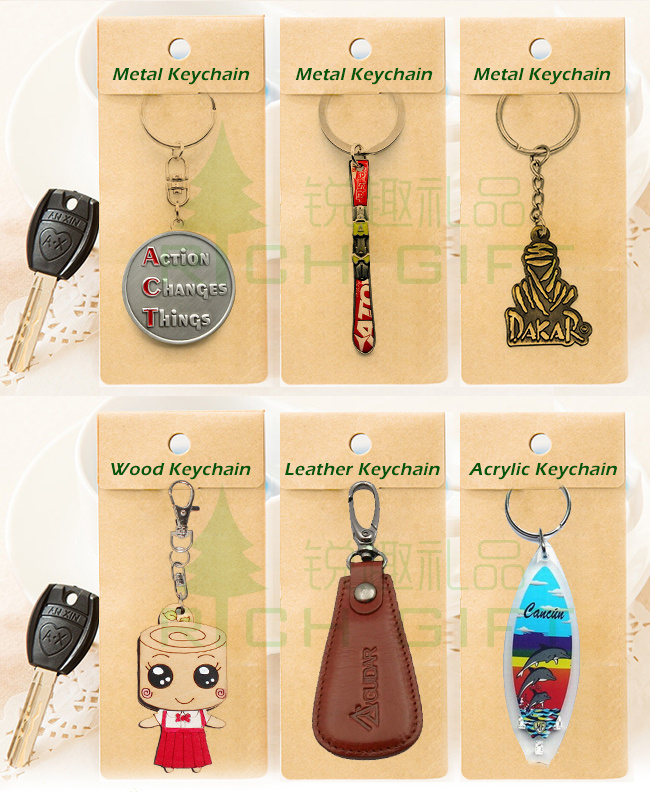 Custom Fashion Metal/Leather/Soft PVC/Acrylic/Silicone/Zinc Alloy/Car Logo Key Chain