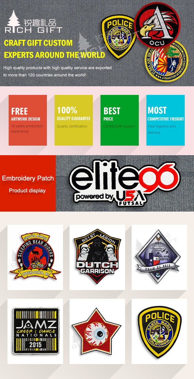 Promotion Custom Military 3D Logo Garment Label Fashion Woven Fabric Embroidered Embroidery Patch Badge for Clothing