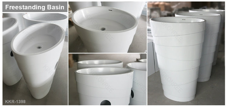 Round Solid Surface Stone Pedestal Wash Basin (B170908)