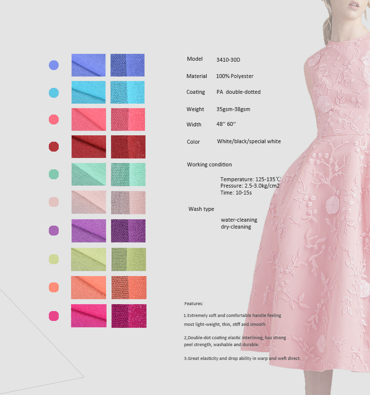 Garment Woven Fusible Interlining Fabric for Lady's Wear